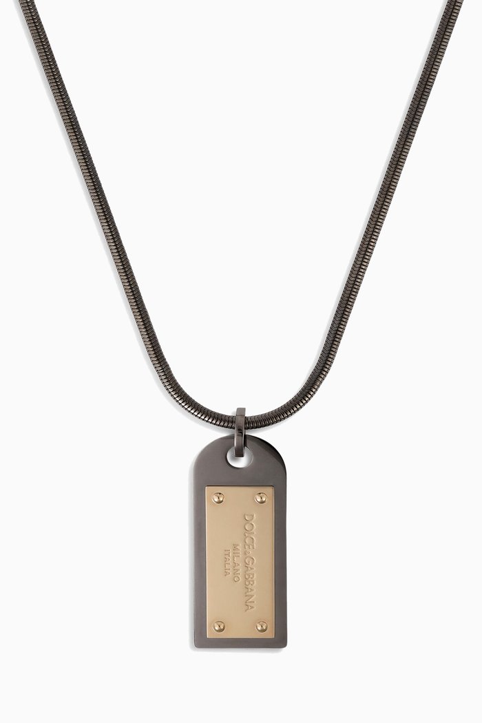 

DG Plate Necklace in Brass, Gold