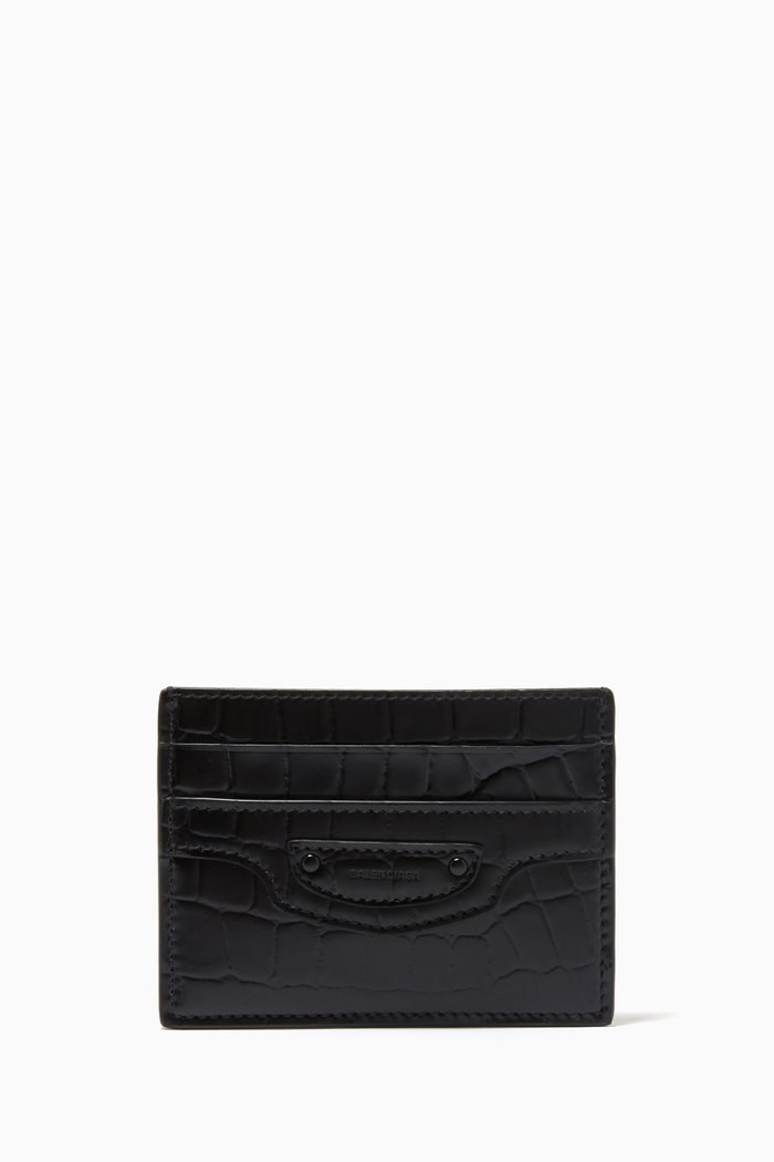

Neo Classic Card Holder in Crocodile Embossed Calfskin, Black