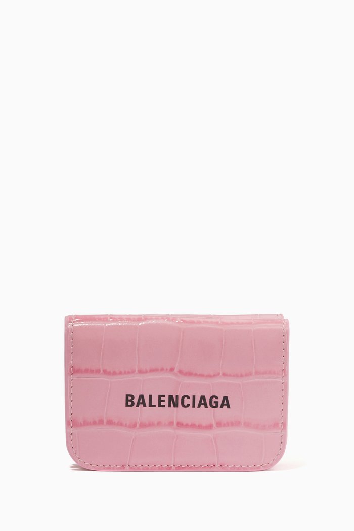 

Cash Mini Wallet in Shiny Croc-embossed Calfskin, Pink