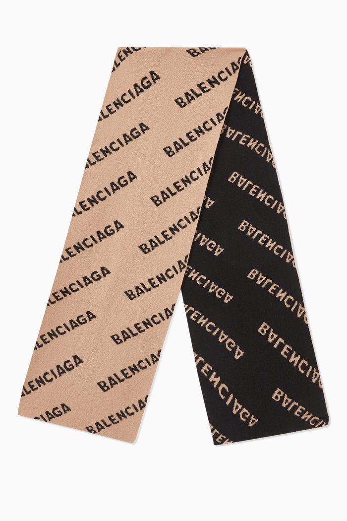 

Scarf in Logo Jacquard Wool, Neutral