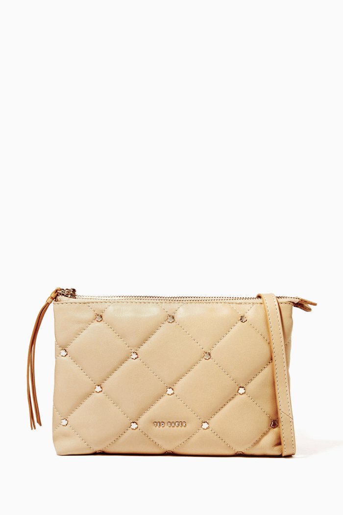 

Parrker Studded Mini Crossbody in Quilted Leather, Neutral