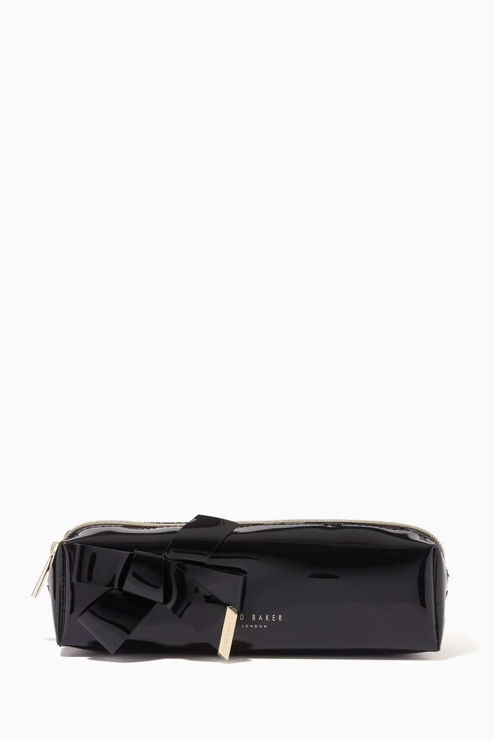 

Nikara Brush Case with Knot Bow in PVC, Black
