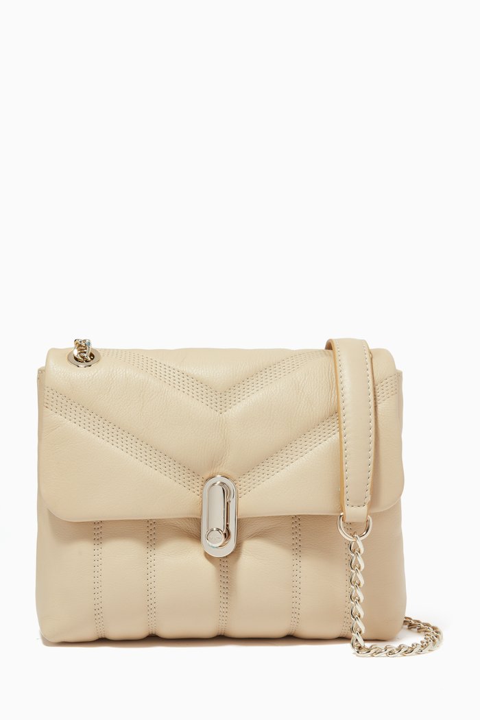 

Ayalina Quilted Mini Crossbody Bag in Leather, Neutral