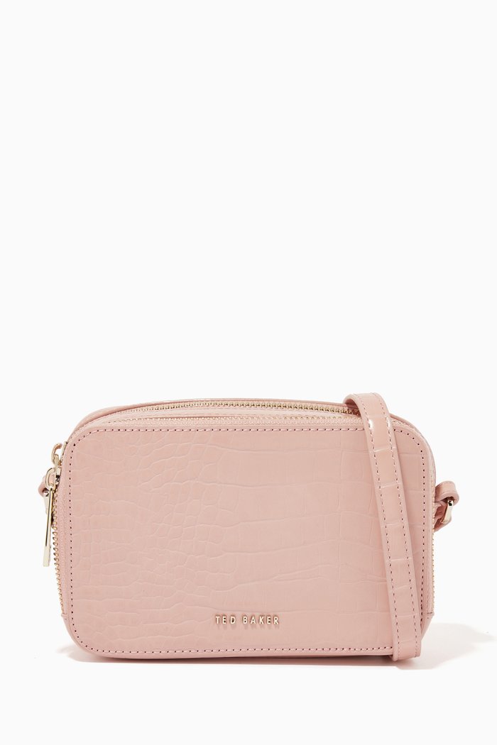 

Stina Camera Bag in Imitation Croc Faux Leather, Neutral
