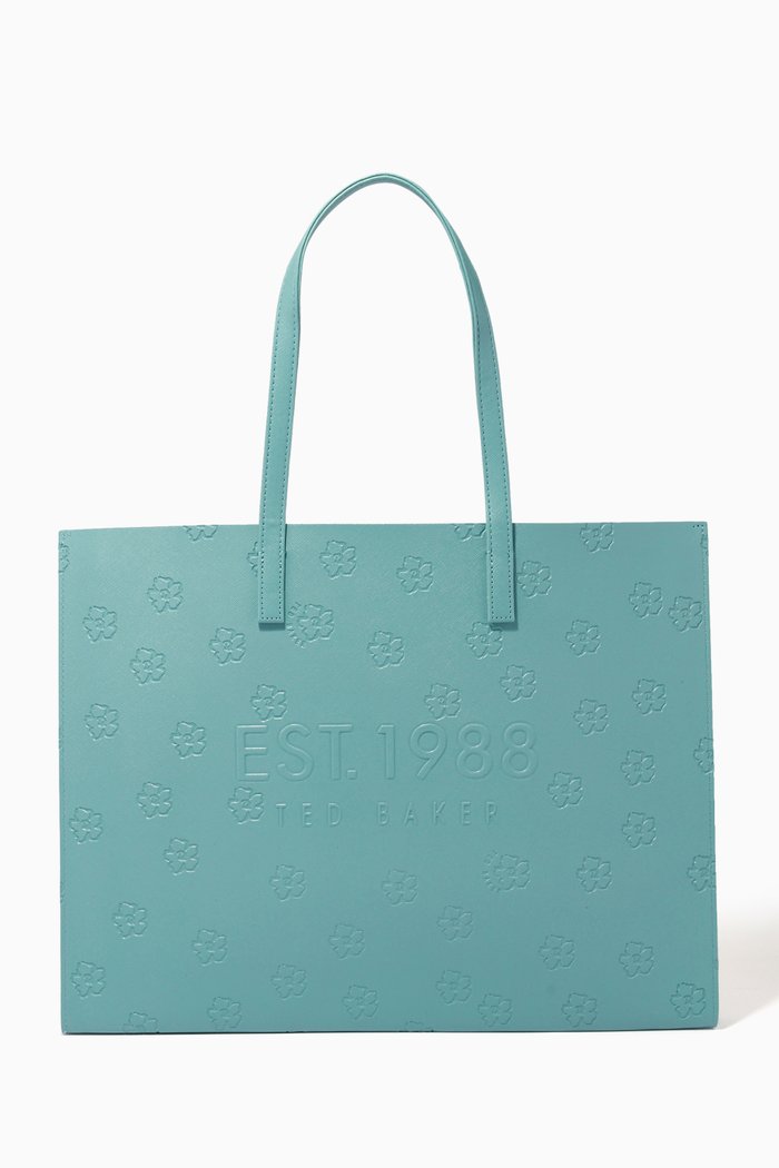 

Luelcon EW Icon Bag in Floral Debossed Saffiano Vinyl, Blue