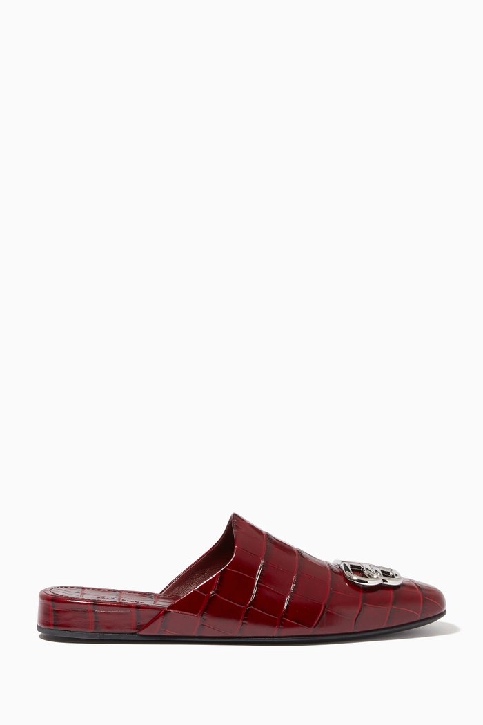 

Cosy BB Mules in Croc-embossed Leather, Red