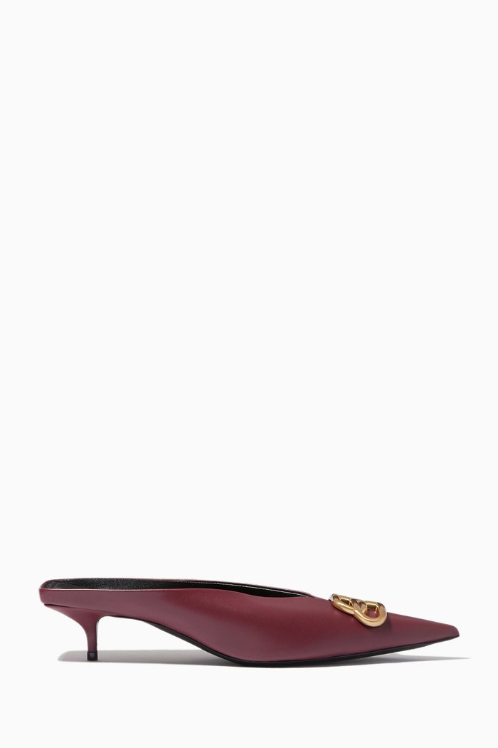 

BB Square Knife Mules in Nappa, Burgundy