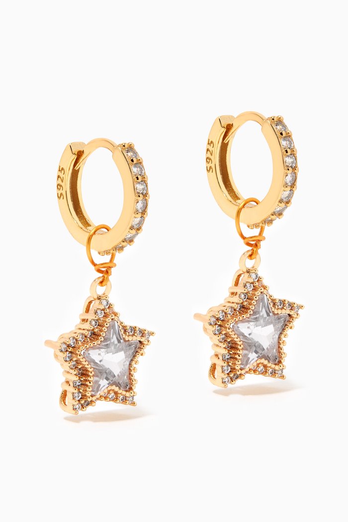 

Star Sparkle Huggie Hoop Earrings, Gold