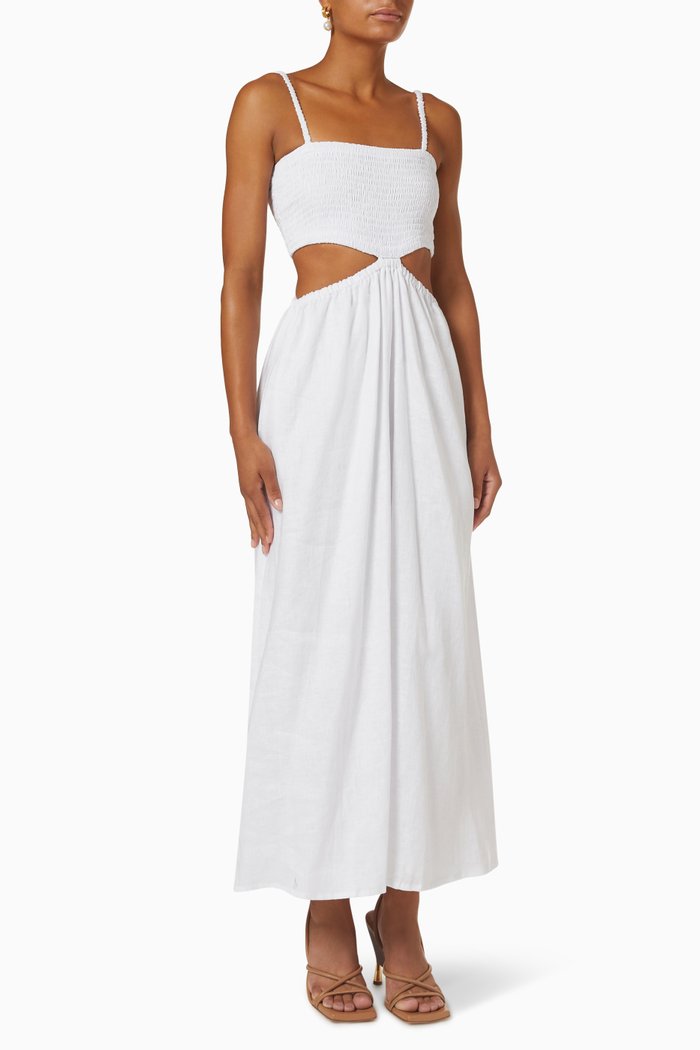 

Tayari Midi Dress in Linen, White