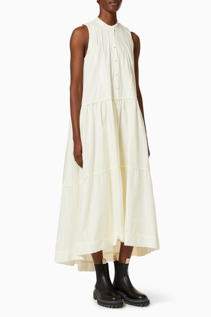 

Ellery Ruched Maxi Dress in Poplin, Neutral