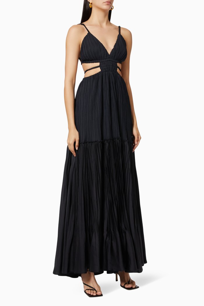 

Liz Pleated Gown, Black