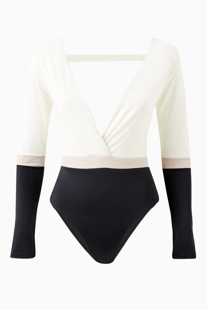 Marina Long Sleeve Swimsuit, Black