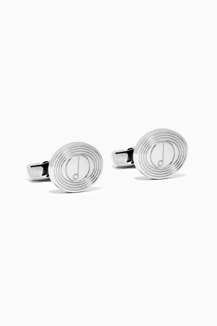 D Oval Cufflinks in Sterling Silver