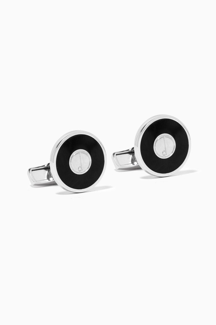 

D Disc Enamel Cufflinks in Sterling Silver