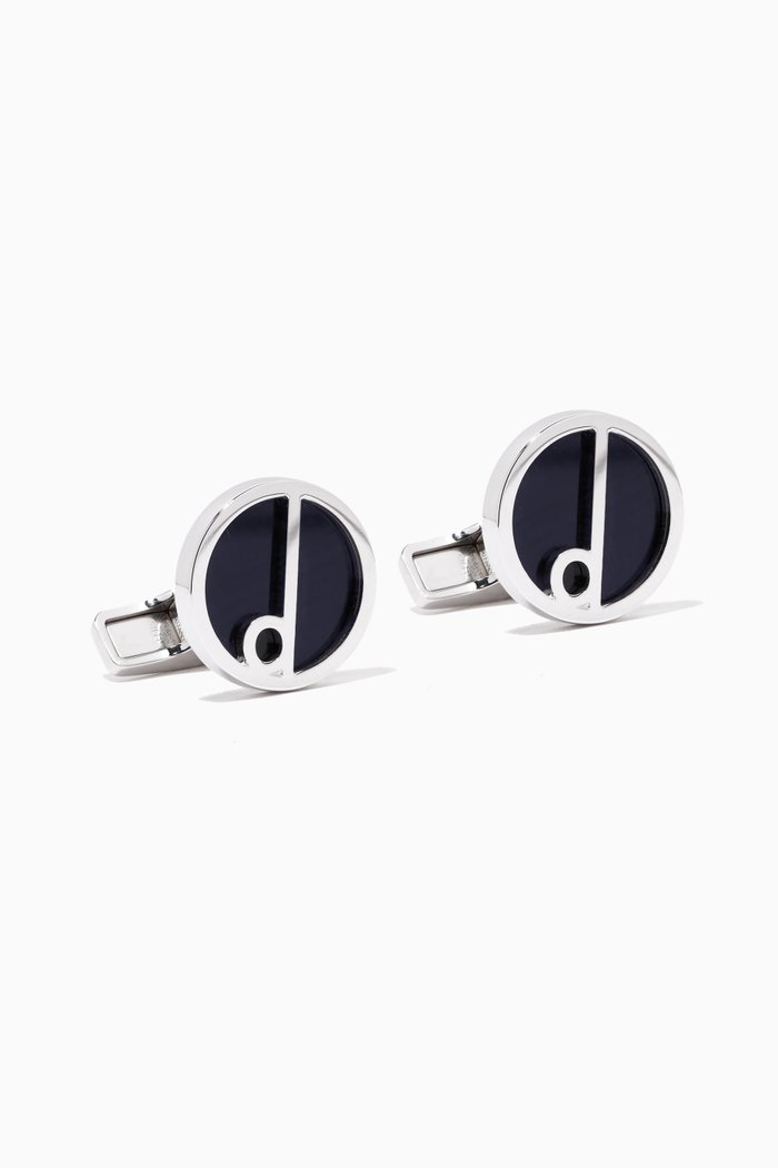 

D Hawkeye Enamel Cufflinks in Sterling Silver