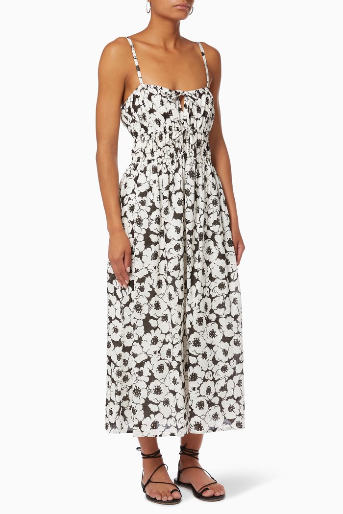 Francesca Midi Dress in Linen, White
