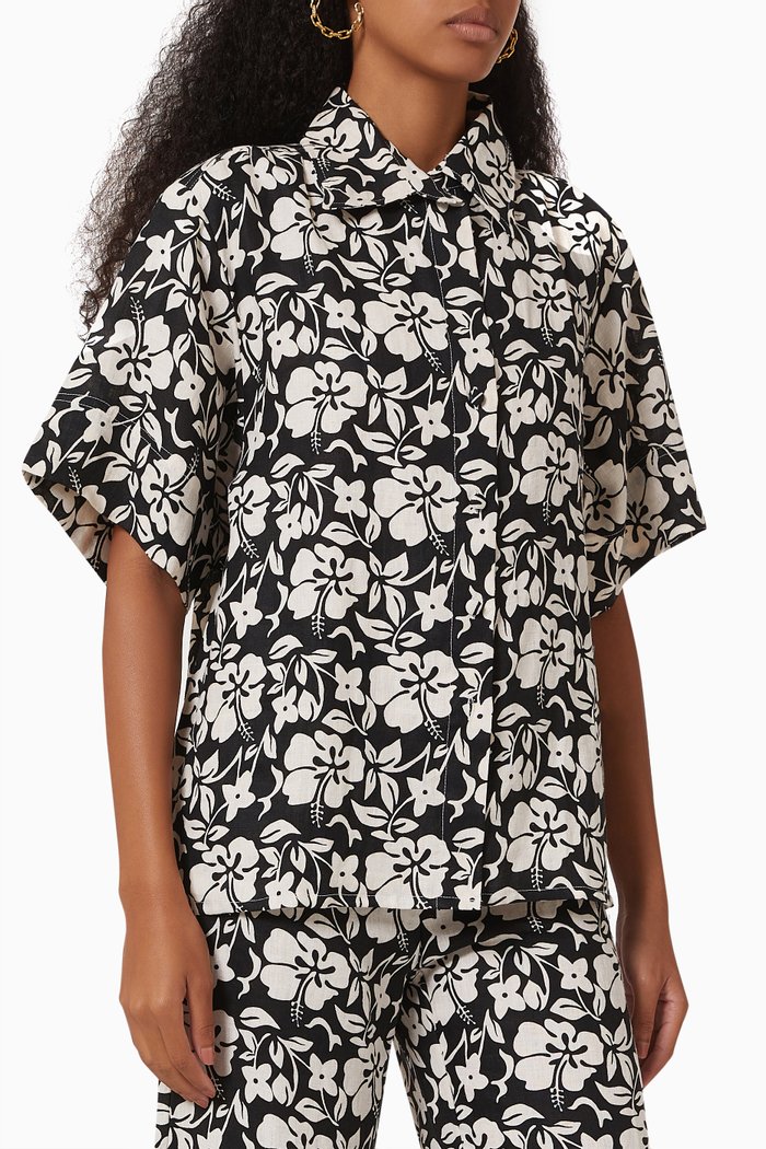 Delora Shirt in Linen, Black
