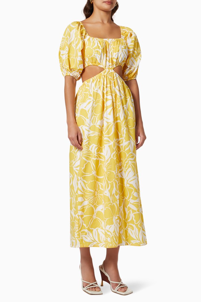 Shalia Maxi Dress in Linen, Yellow