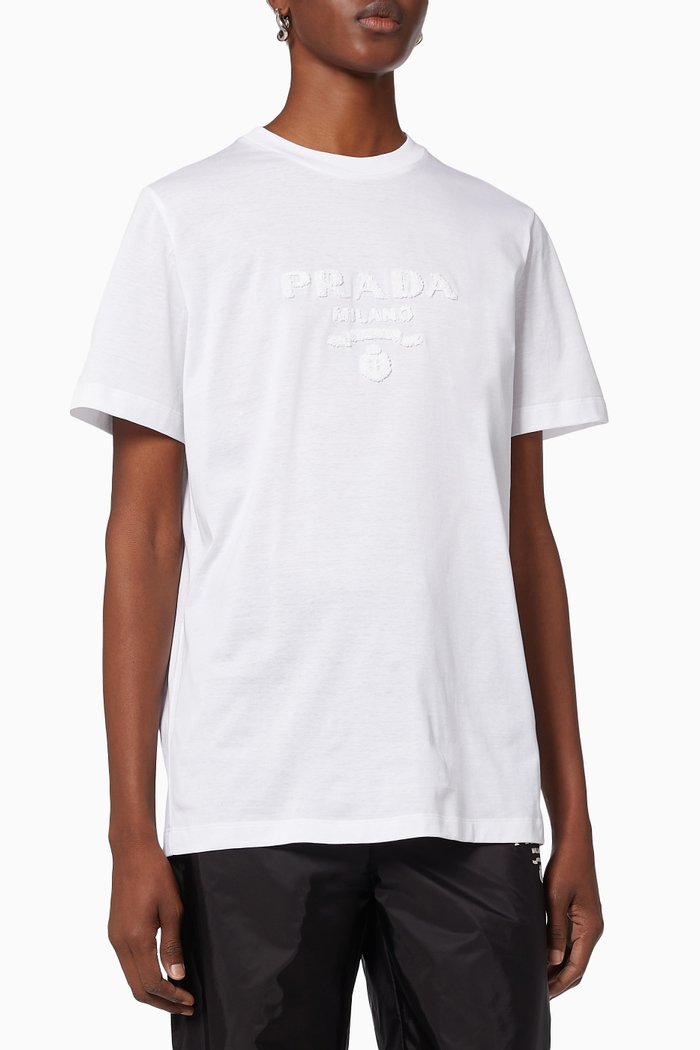 

Logo Embroidered T-shirt in Cotton Jersey, White
