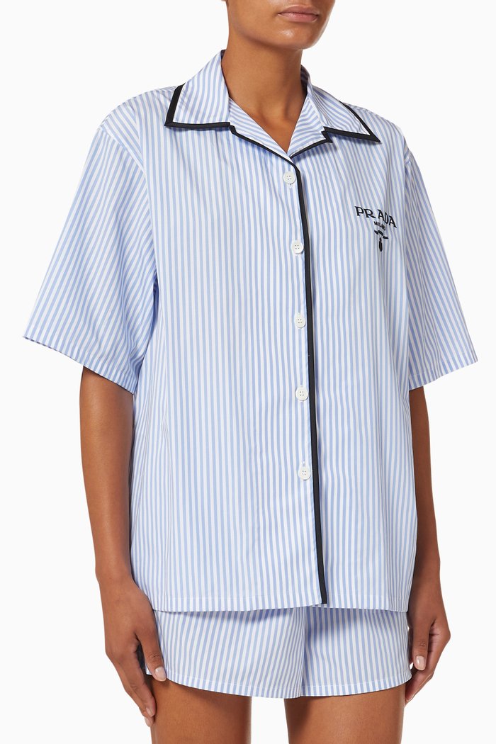 Striped Shirt in Cotton, Blue