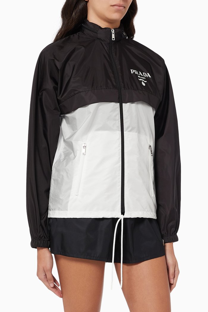 Logo Zip-up Jacket in Re-nylon, Black