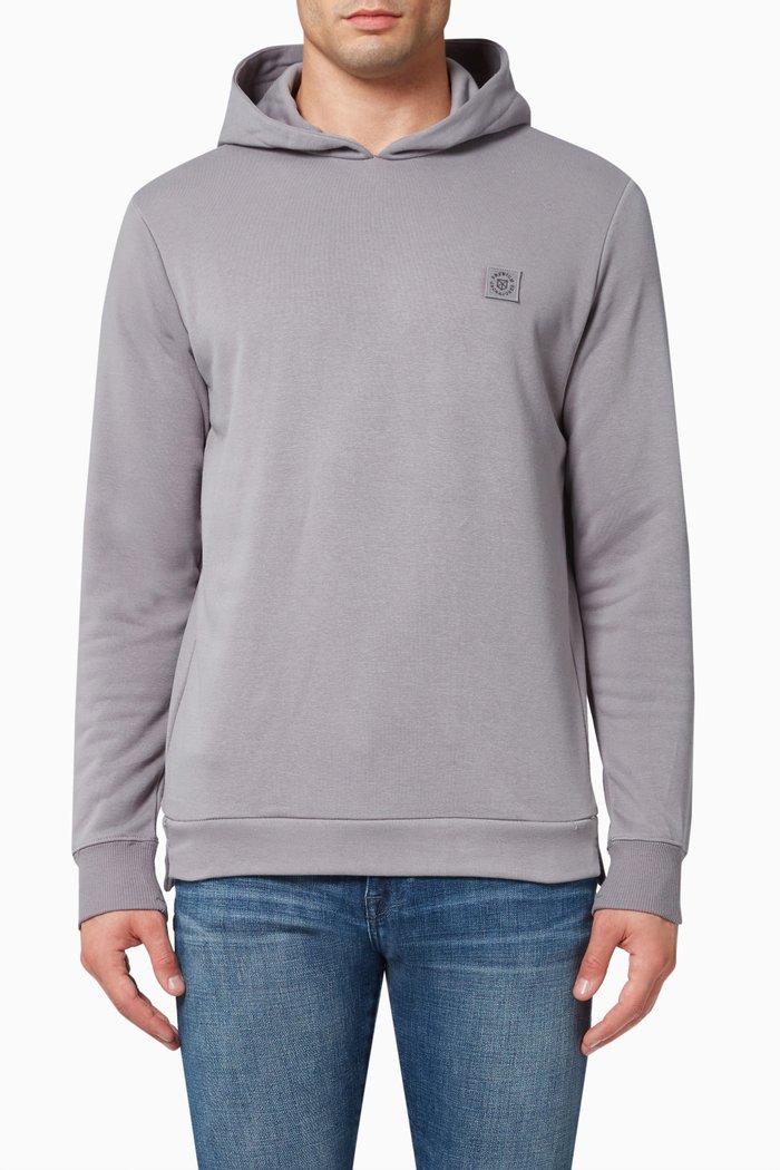 Embroidered Logo Hoodie in Jersey, Grey