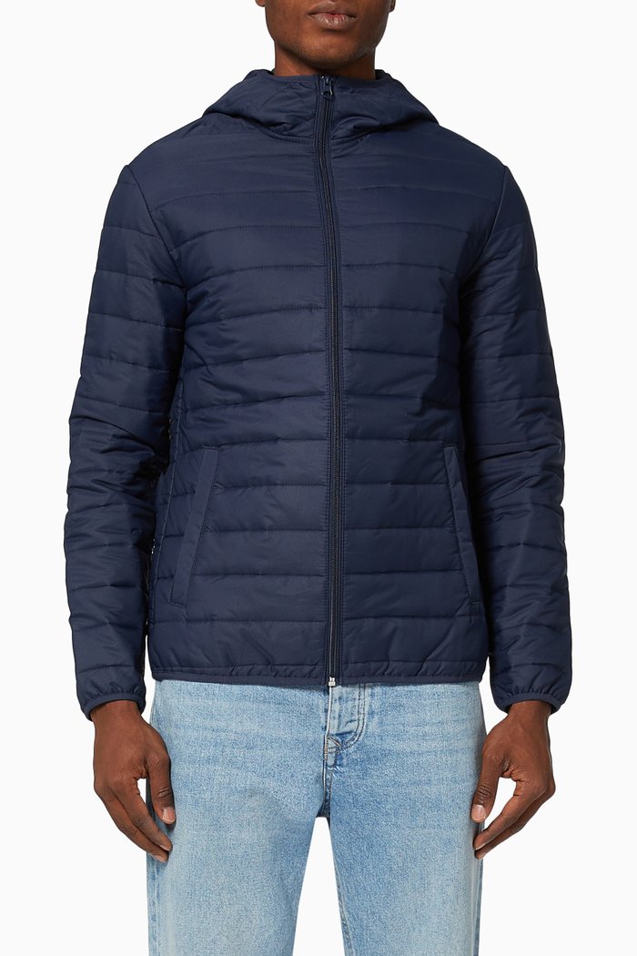 

Hooded Puffer Jacket in Padded Nylon, Blue