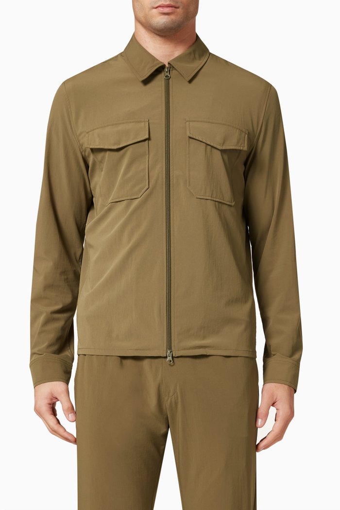 

Zip Through Shirt in Nylon, Green