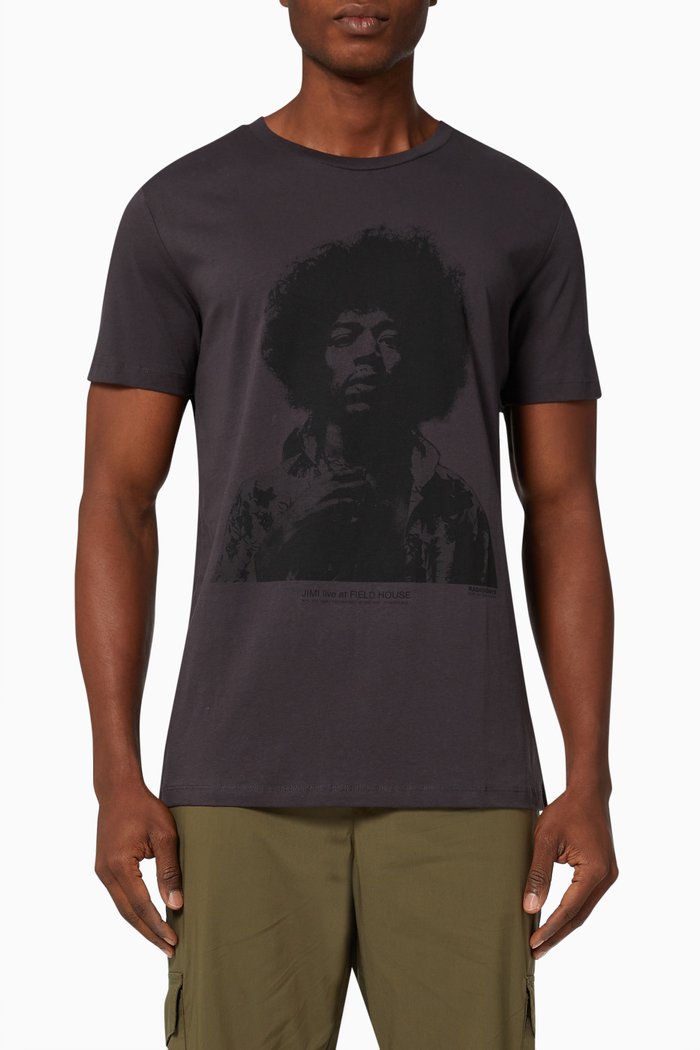 

Printed T-shirt in Cotton Jersey, Grey