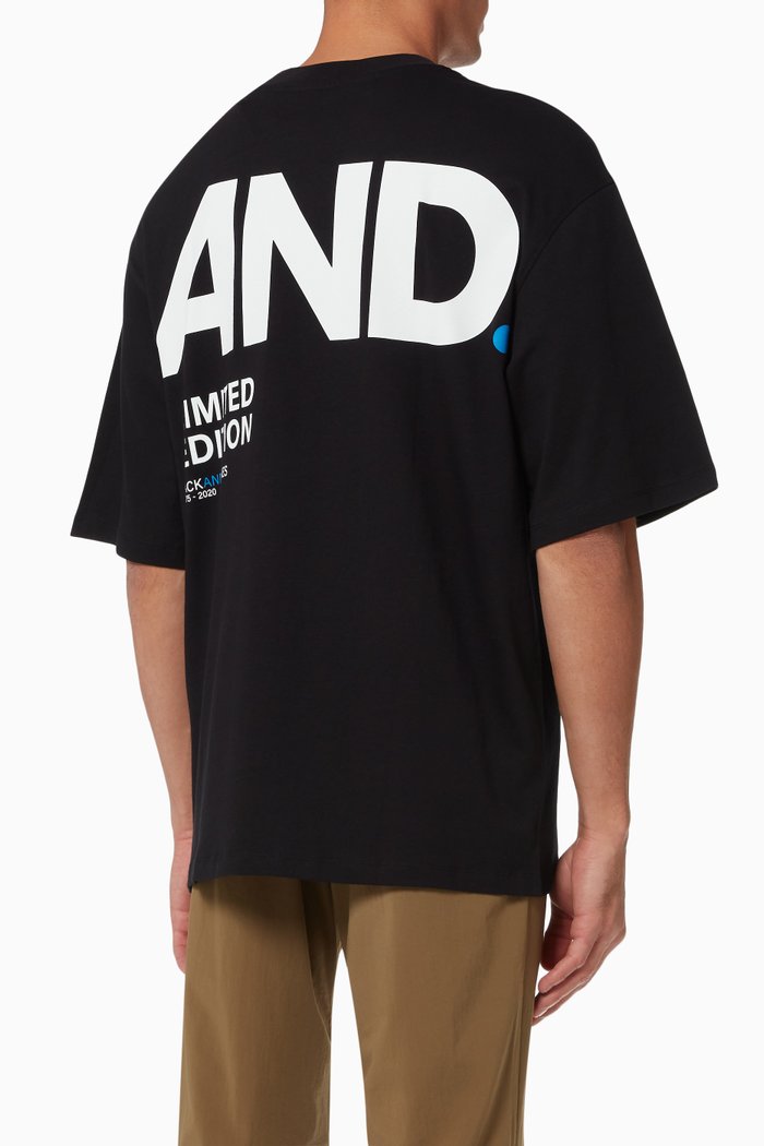 

Big Print Oversized T-shirt in Cotton, Black