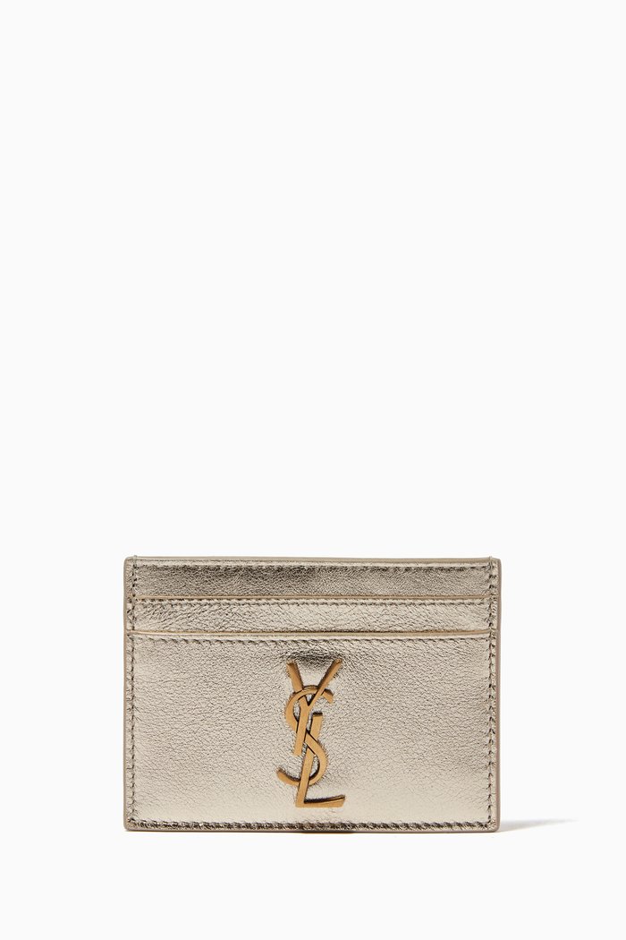 

Cassandre Card Holder in Metallic Leather, Gold