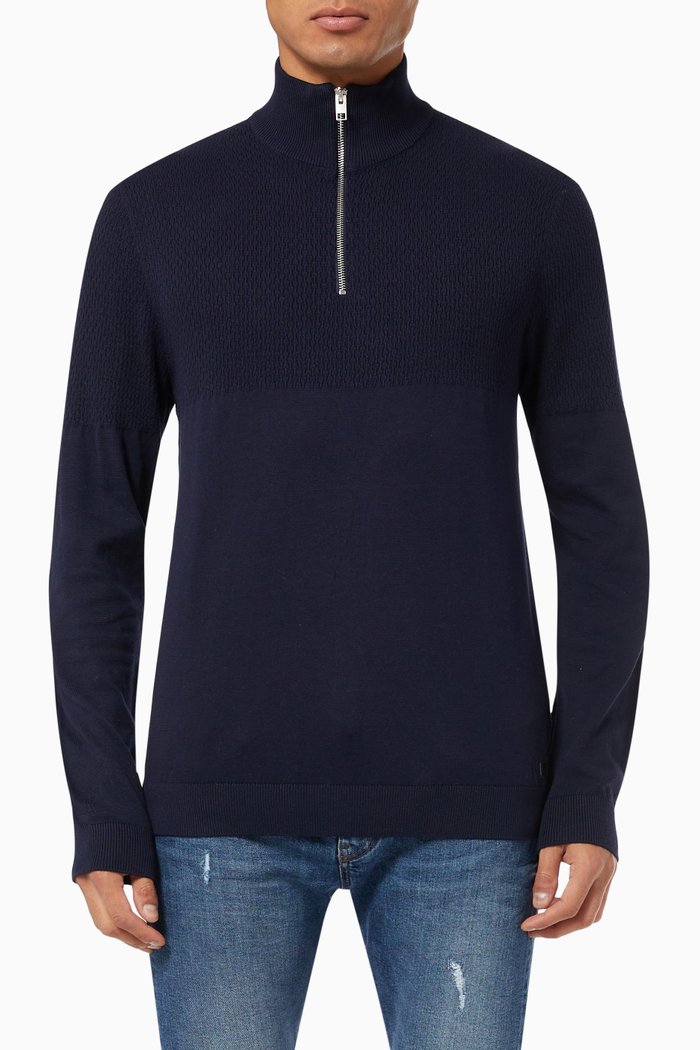 

Long Sleeve Pullover in Knit, Blue