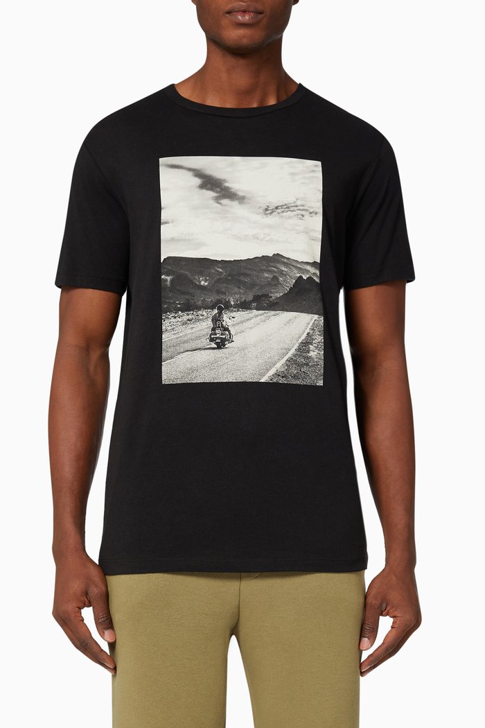 

Printed T-shirt in Cotton Jersey, Black