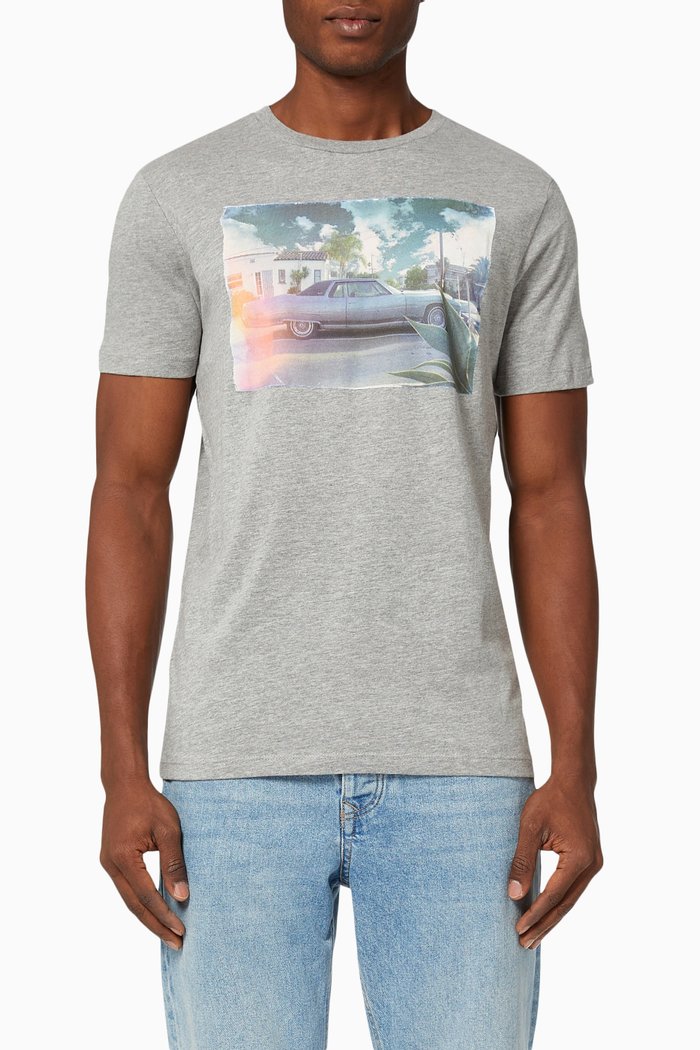 

Printed T-shirt in Cotton Jersey, Grey