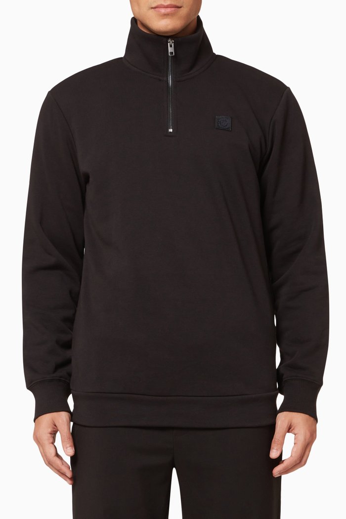 

Half-Zip Sweatshirt in Cotton, Black