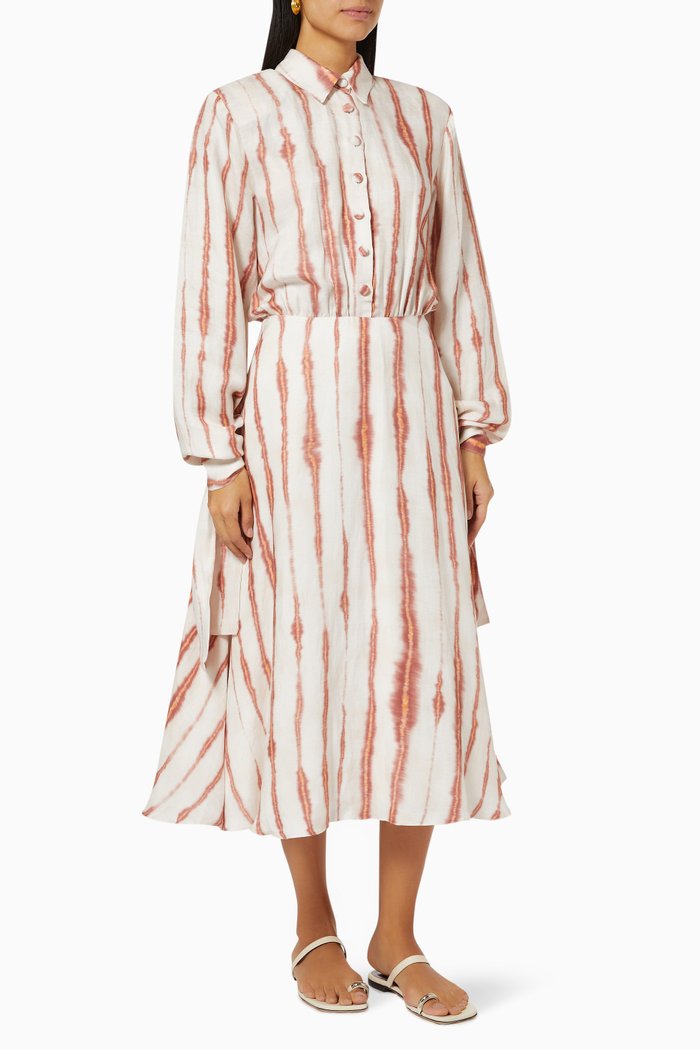 

Tie Dye Shoulder Pad Dress, White