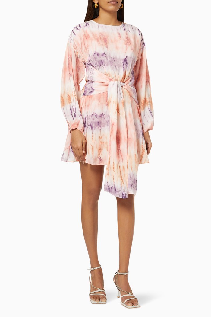 

Tie Dye Sash Dress in Cupro, Purple