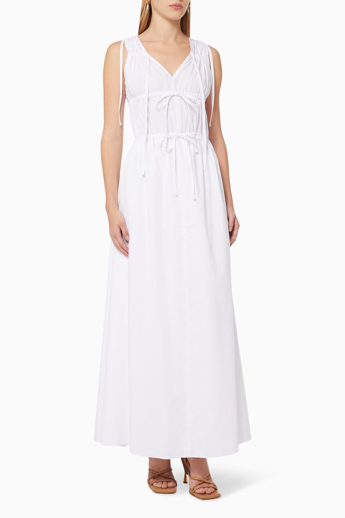 

Tie Up Dress in Poplin, White