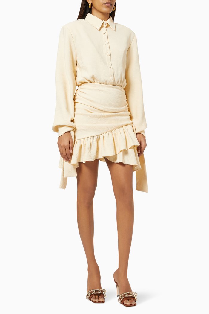 

Ruffle Shirt Dress, Neutral