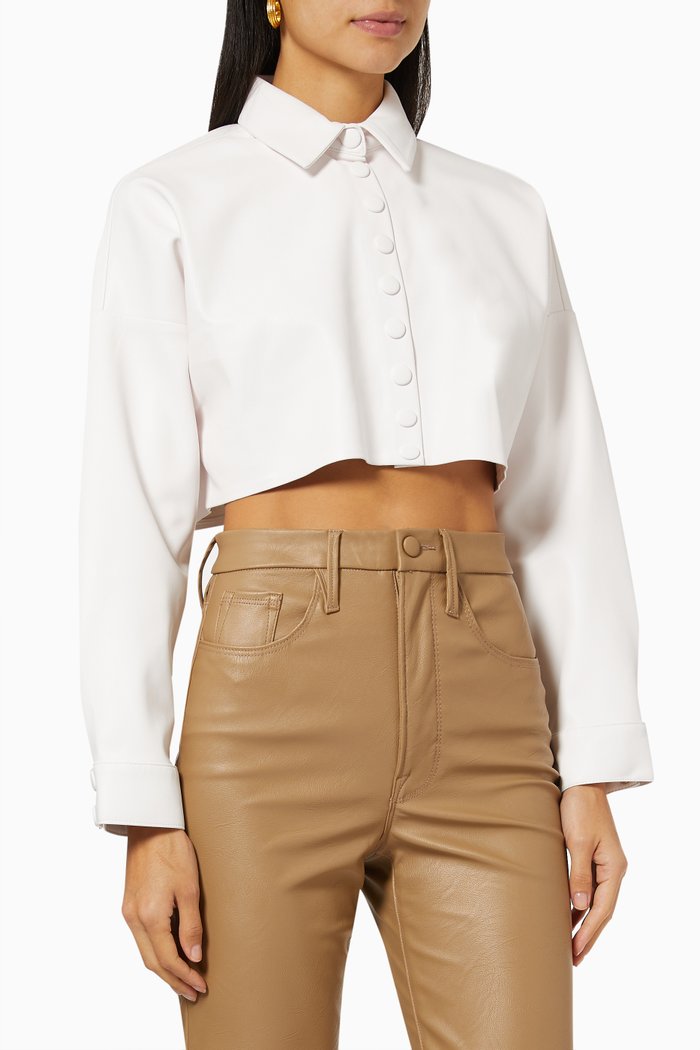 

Crop Shirt in Vegan Leather, White