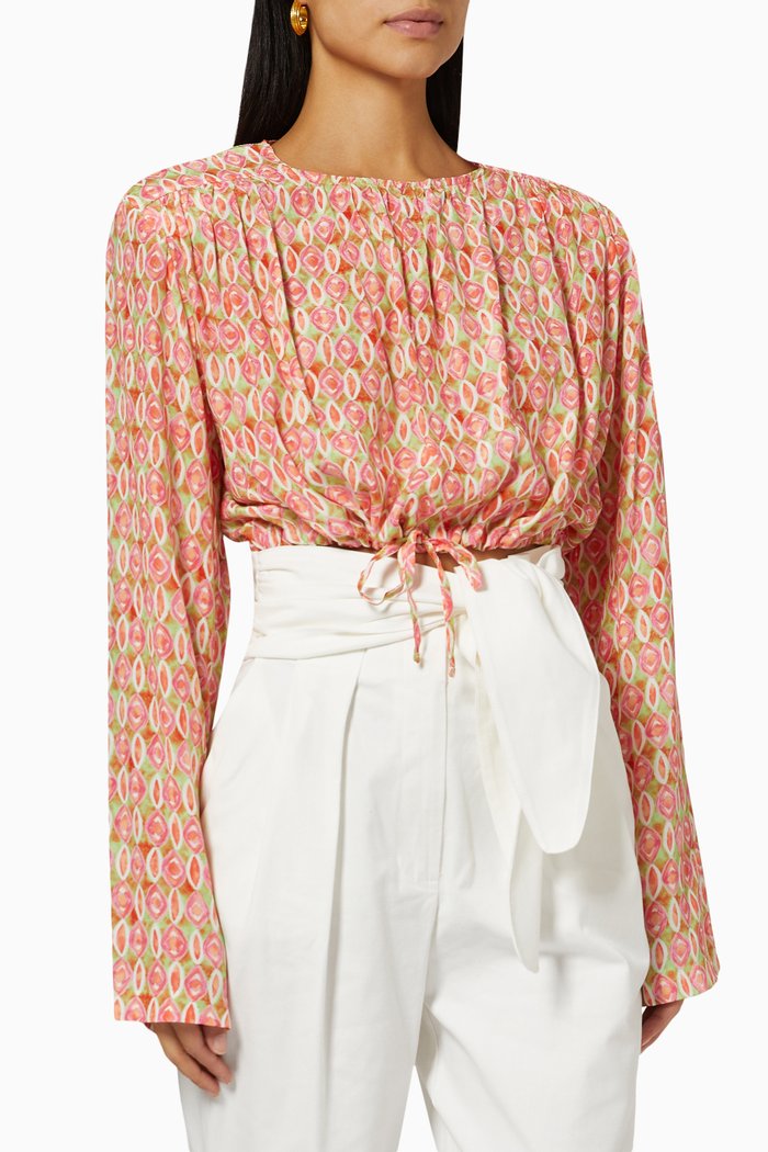 

Shoulder Pad Crop Blouse, Orange