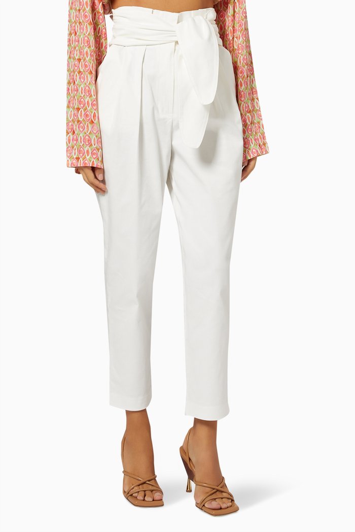 

Paperbag Waist Pants in Canvas, White