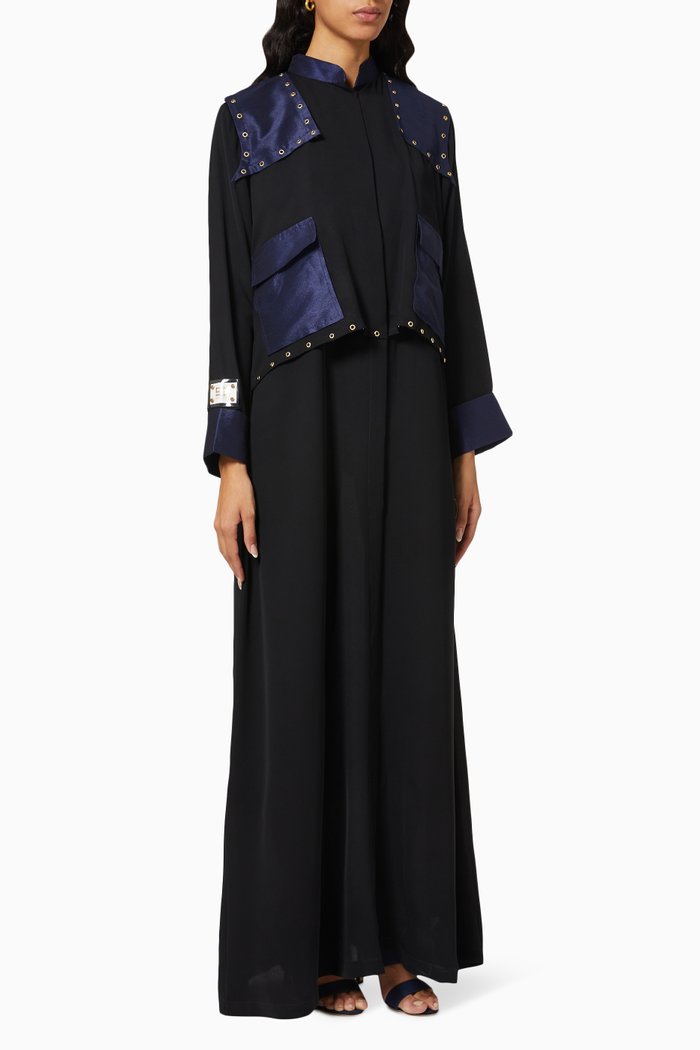 

Abaya with Sheila & Belt in Crepe, Black