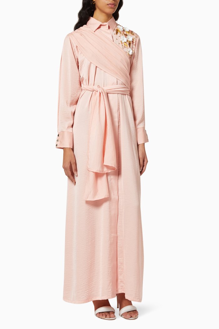 

Flower Sequin Abaya with Sheila, Pink