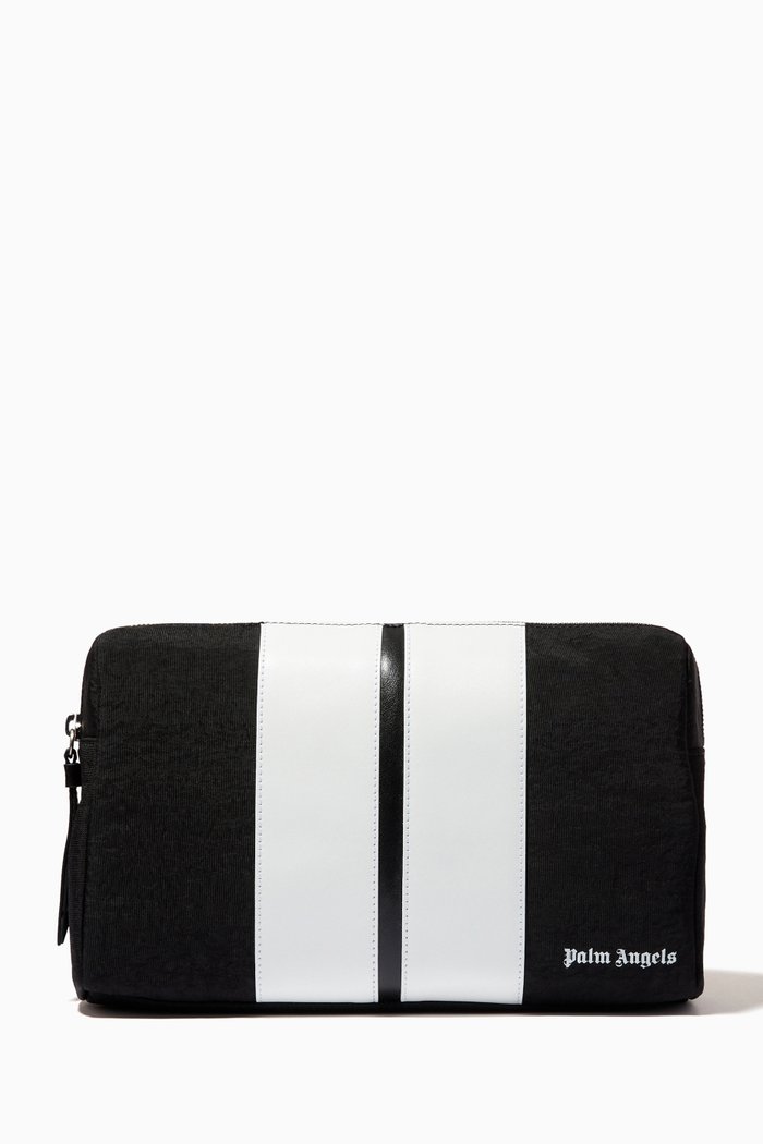 

Classic Track Stripe Wash Bag in Nylon, Black