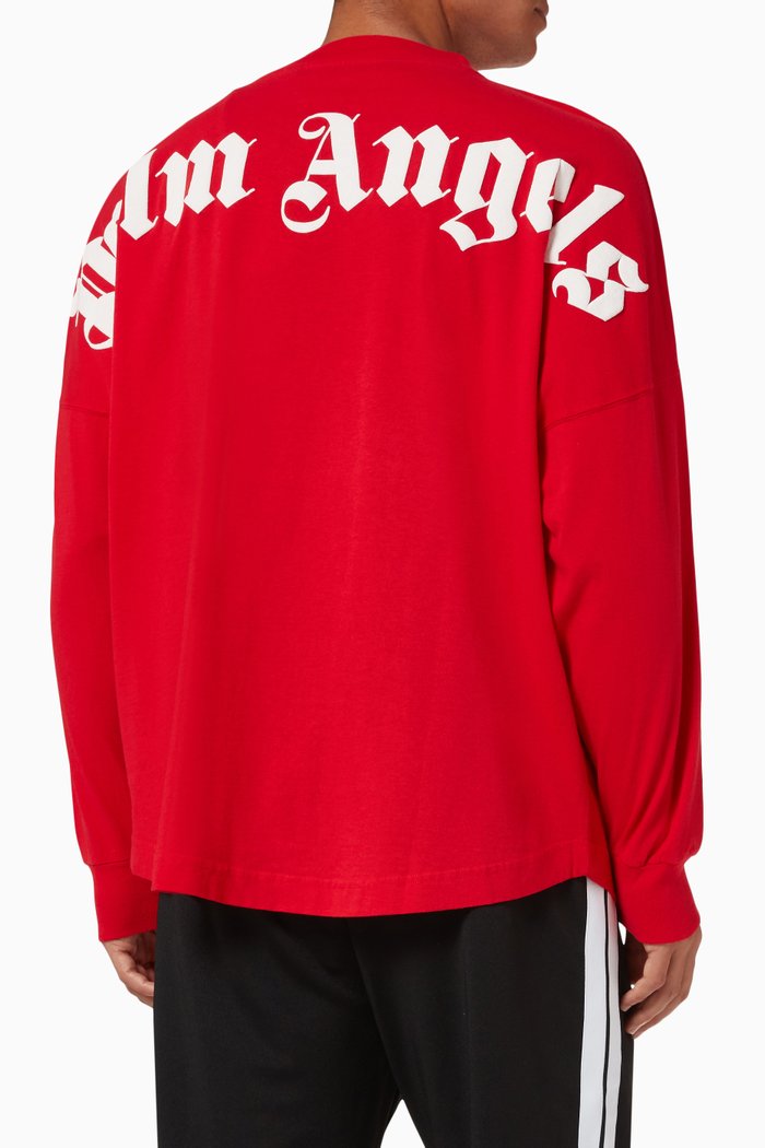

Oversized Long Sleeve Logo T-shirt in Cotton, Red