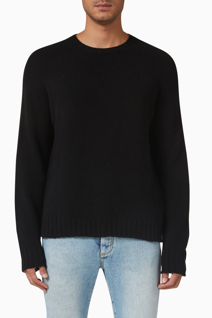 

Curved Logo Sweater in Wool Knit, Black