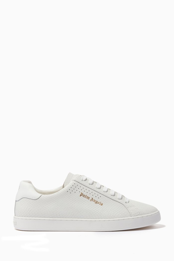 Palm 1 Sneakers in Snake-printed Calfskin Leather, White