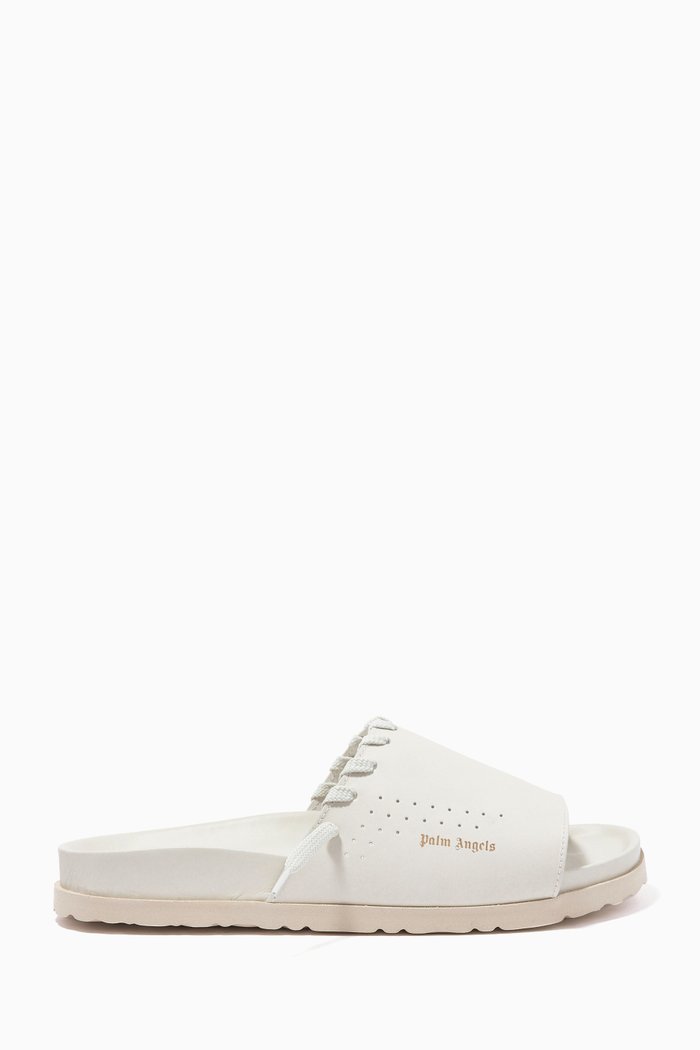 

Palm 1 Slide Sandals in Leather, White