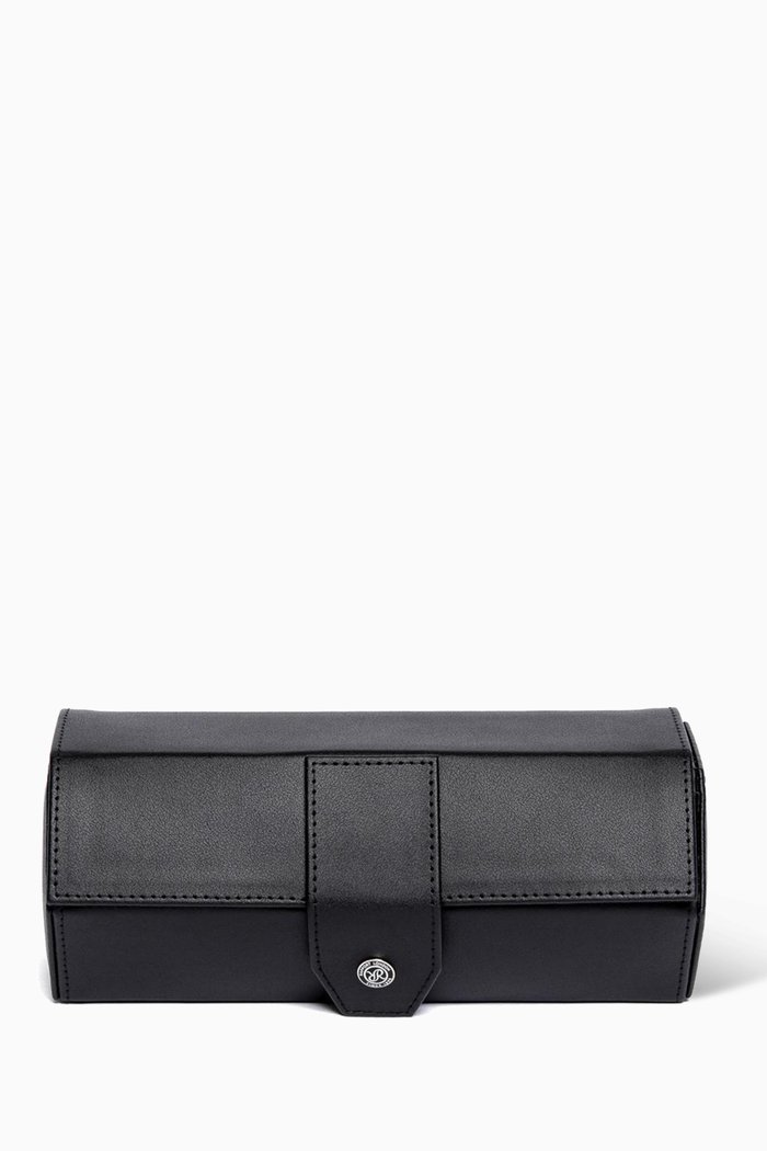 

Vantage Three Watch Roll in Leather, Black